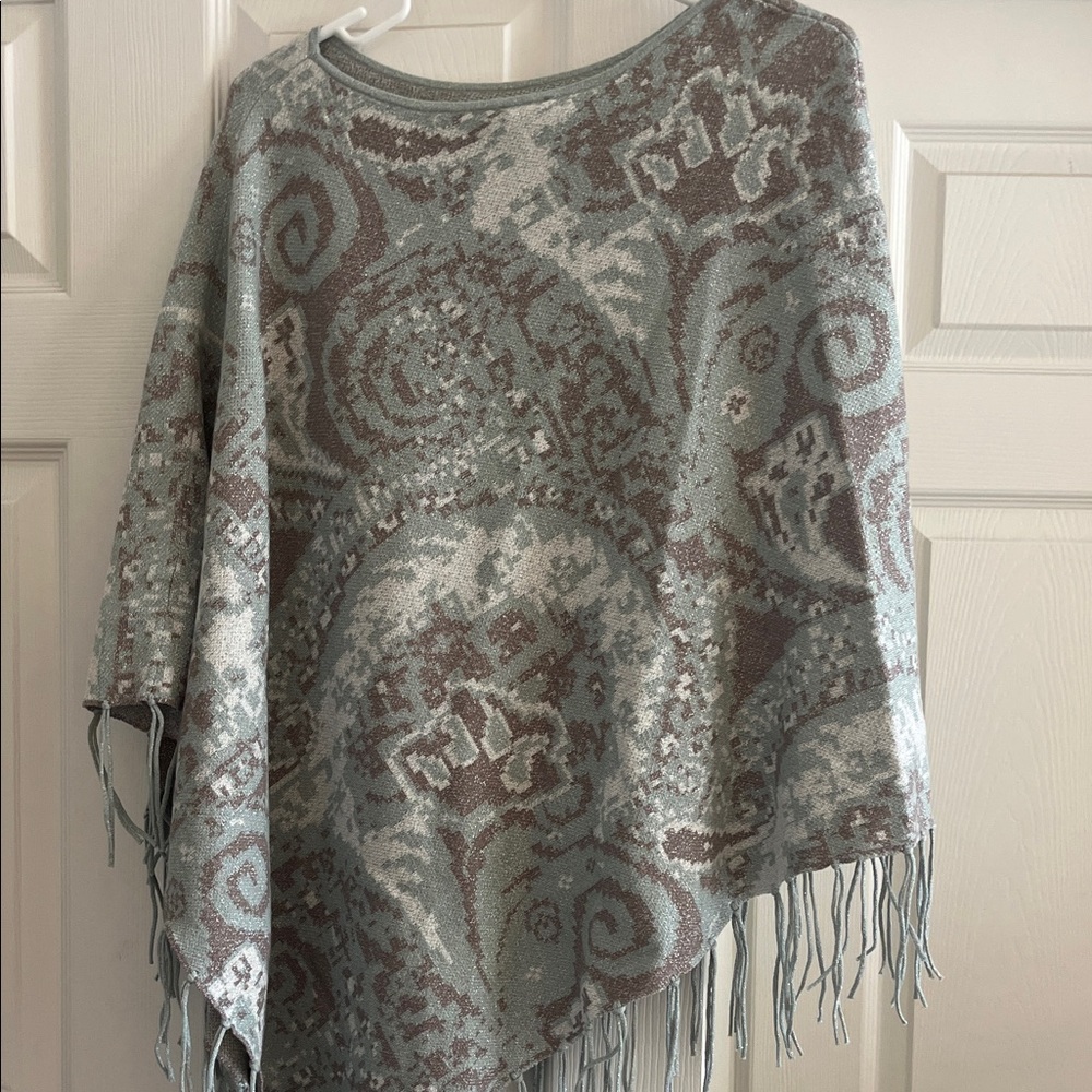 Chico's Metallic Jacquard Poncho